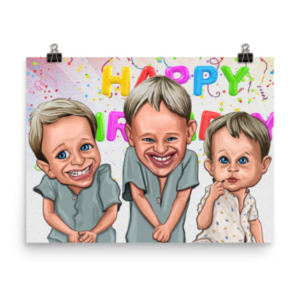 Baby Caricature on Poster Print