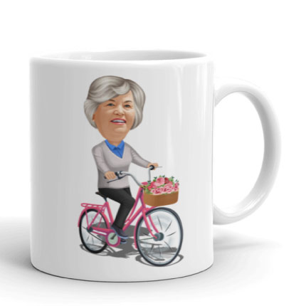 Bike Caricature on Mug Print