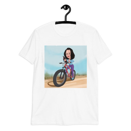 Bike Caricature Drawing on T-shirt Print