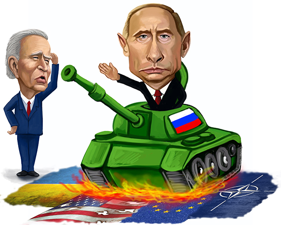 Caricature of Biden and Putin in Ukraine 2022