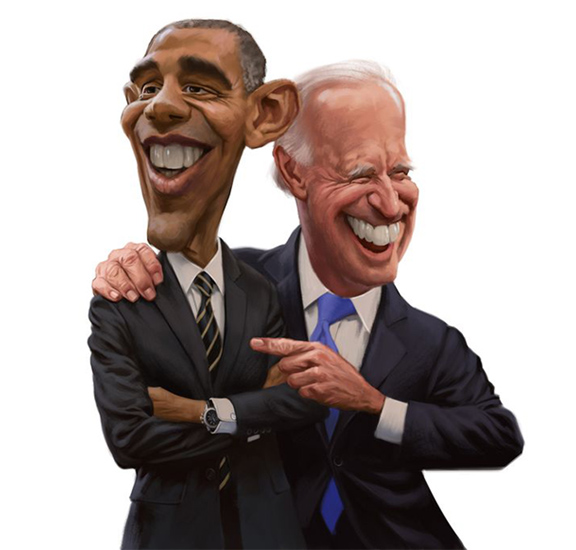 Caricature of Obama and Biden as Best Friends