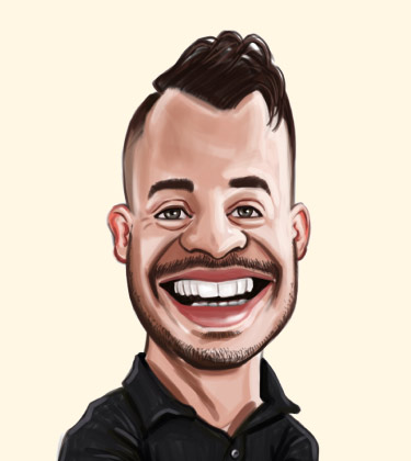 Adorable Funny Caricature of a Man with Large Head