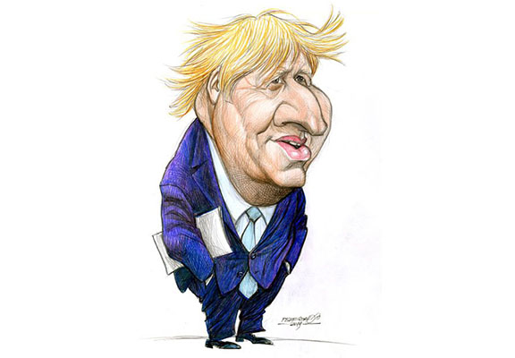 Funny Caricature of the Boris Johnson Posing With a Messy Hair - Petar Pismestrovic