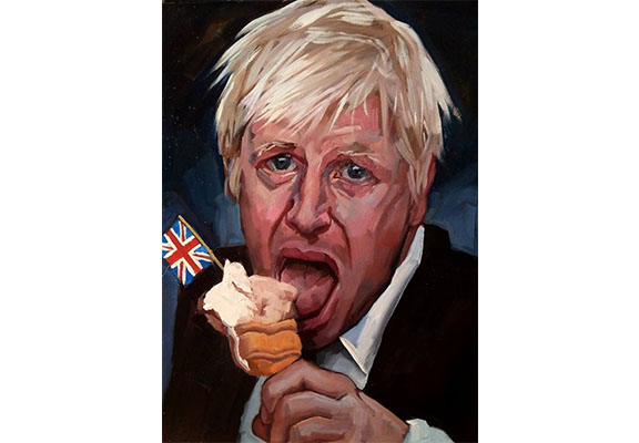 Portrait of the British Prime Minister Boris Johnson Eating Ice Cream - Valeria Duka
