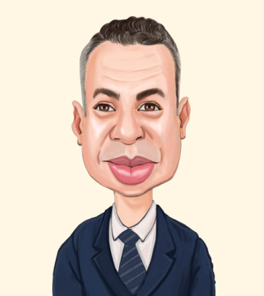 Funny Caricature of a Business Owner in Suit