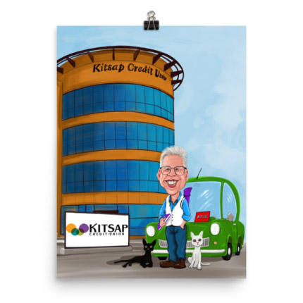 Car Caricature on Poster Print