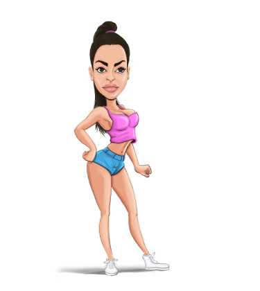 Full Body Sketch of a female fitness instructor posing with her fit body