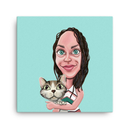 Caricature Drawing of a Cat on Canvas Print