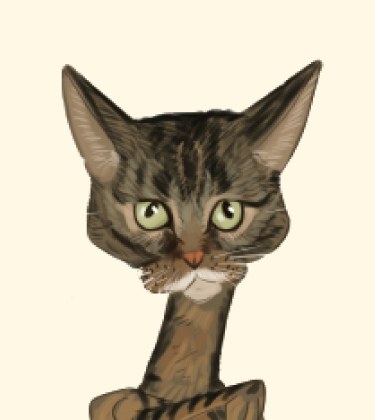 Funny Caricature of a Cat with tinny neck