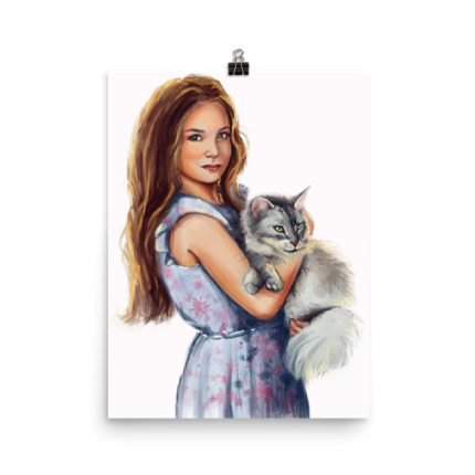Caricature of a Cat on Poster Print