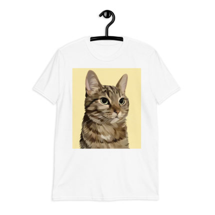 Caricature of a Cat on T-shirt Print