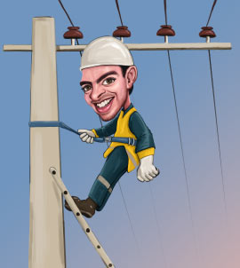 Man climbing the pole caricature