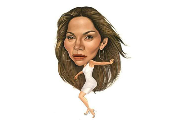 Caricature of the Jennifer Lopez With a Big Head Dancing