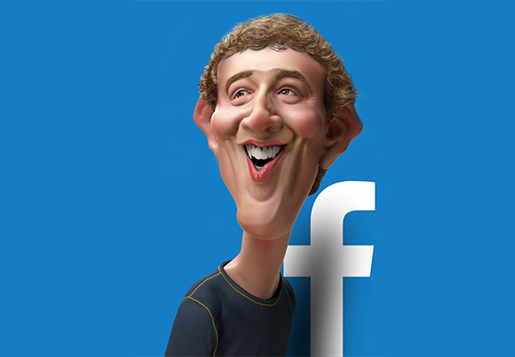 Caricature Portrait of the Founder of the Social Network  Facebook - Mark Zuckerberg