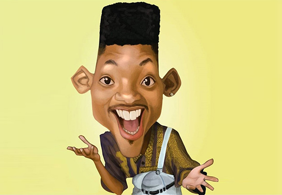 Caricature Drawing of the Hollywood Actor Will Smith as a Teenager