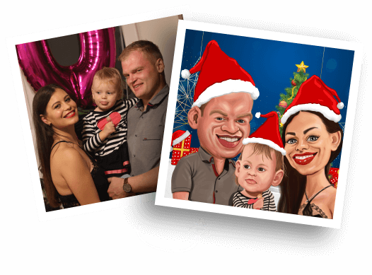 Before/After Christmas Caricature