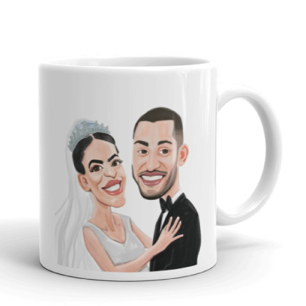 Couple Caricature on Mug Print