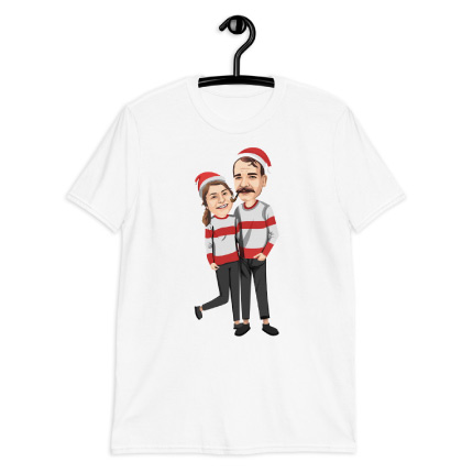 Couple Caricature Drawing on T-shirt Print