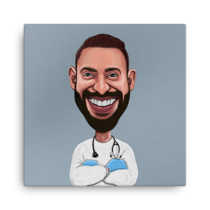 Doctor Caricature on Canvas Print