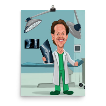 Doctor Caricature Drawing on Poster Print