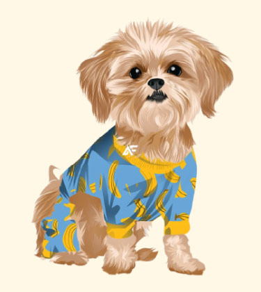 Cartoon Puppy Caricature wearing t-shirt