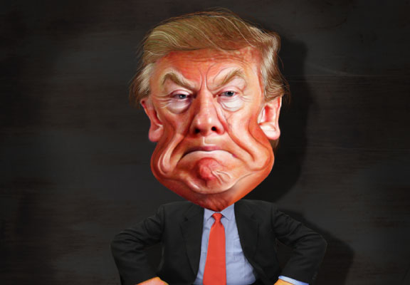 Funny Portrait of the Trump Posing With a Mad Face