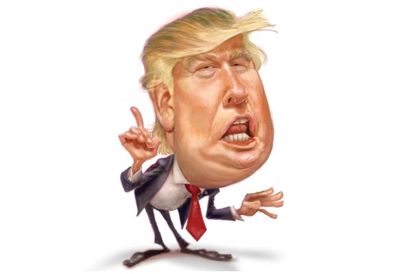 Donald Trump With I disagree Pose - Funny Caricature
