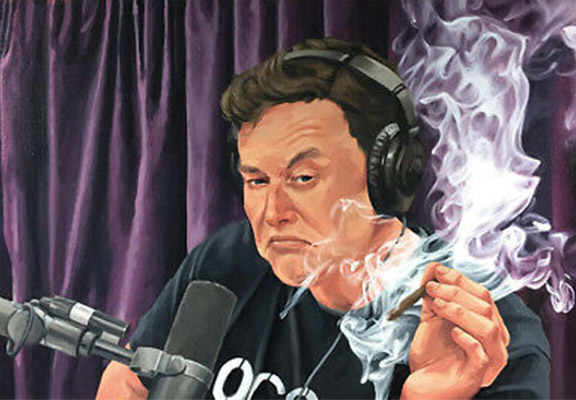 Hilarious Caricature of the Elon Musk Smoking Weed in the Joe Rogan's Show