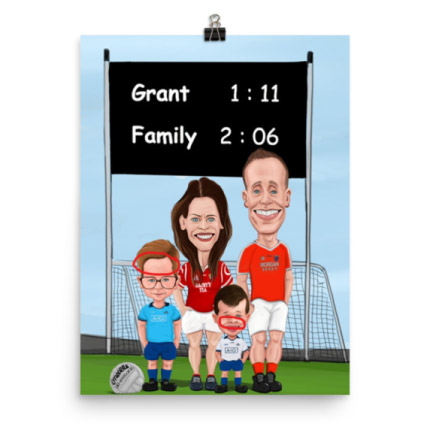 Family Caricature Drawing on Poster Print