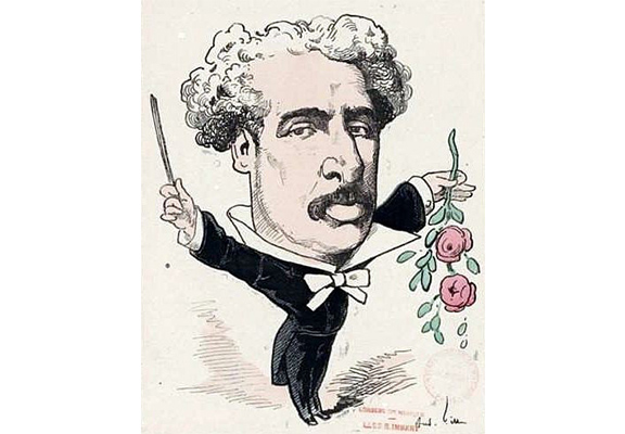 Drawing of the Conductor With Mustache Holding a Rose drawn by André Gill