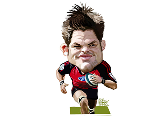 Rugby Player Running With a Ball - Caricature made by Murray George Webb