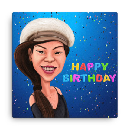 Girl Caricature on Canvas Print