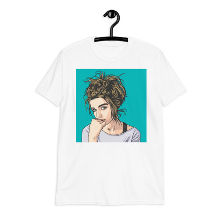 Girl Caricature Drawing on T-shirt Print