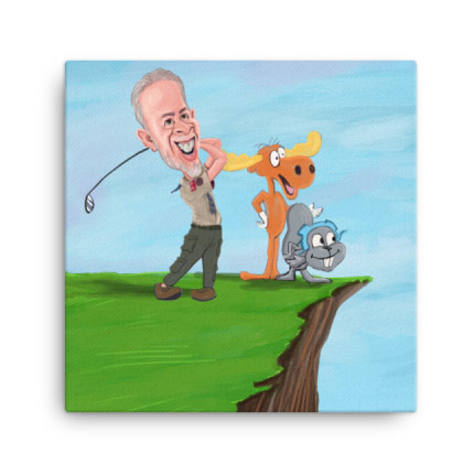  Golf Caricature on Canvas Print
