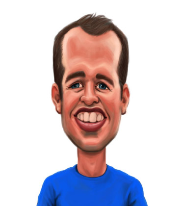 Cartoon Drawing of a Man with Giant Head and Teeth