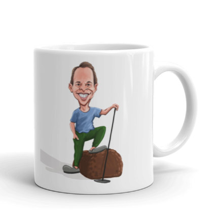Golf Caricature on Mug Print