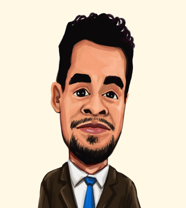 Business major student caricature drawing