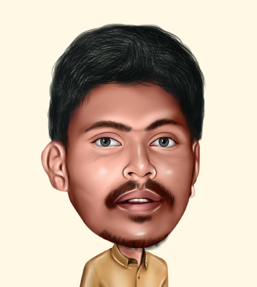 Indian male student caricature portrait