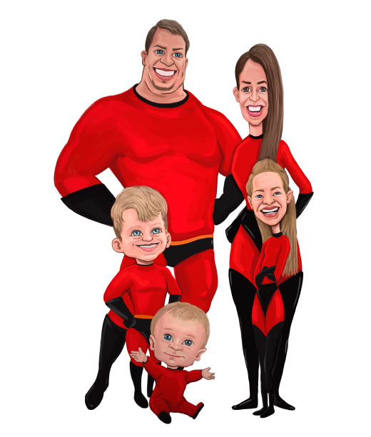 Group Caricature - Order From Photo Online (+ Group Discount)