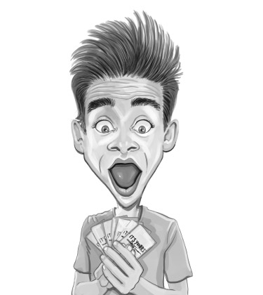 Black and White Sketch of a boy acting surprised