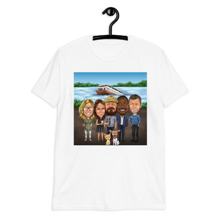 Group Caricature Drawing on T-shirt Print