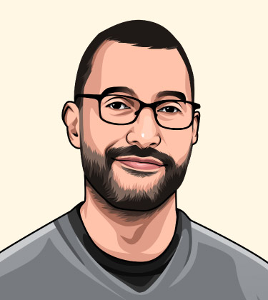 Cartoonized bearded muscly guy with glasses