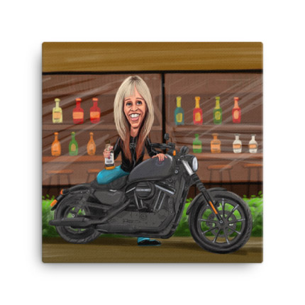 Motor Caricature Drawing on Canvas Print