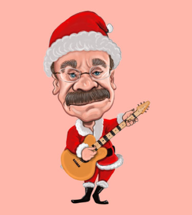 Santa with Guitar Caricature