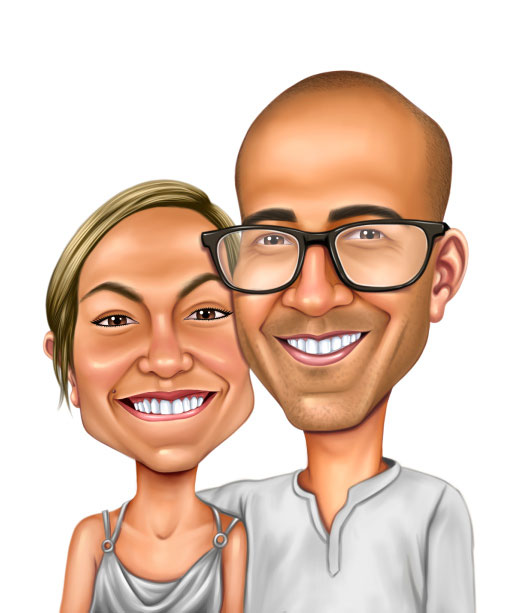 Man with a Glasses and Blond Girl Smiling Illustration