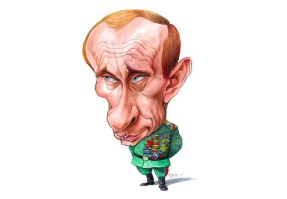Putin Caricature as a General With 50 Medals 