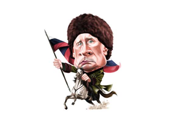 Drawing of Putin as a General Riding a Horse 