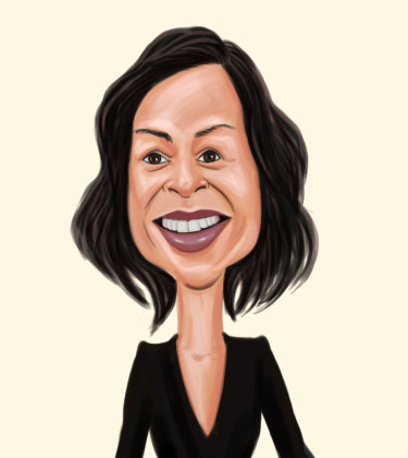 Caricature of a woman professor in her 40's