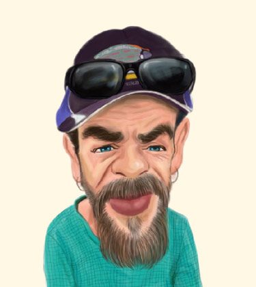 Older Guy in Retro Funky Style Funny Caricature