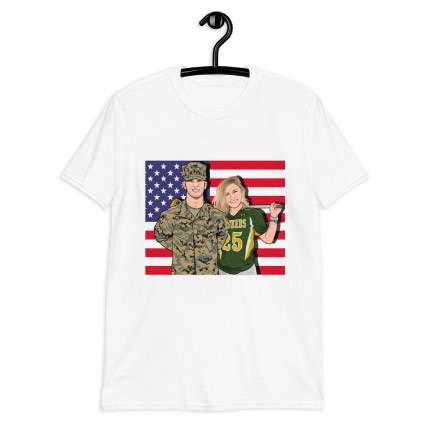 Soldier Caricature Drawing on T-shirt Print
